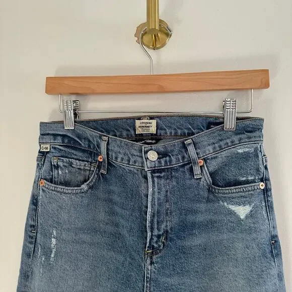 Citizens of Humanity Premium Vintage Harlow Crop Jeans Frayed Hem Light Wash 26 - Picture 7 of 16